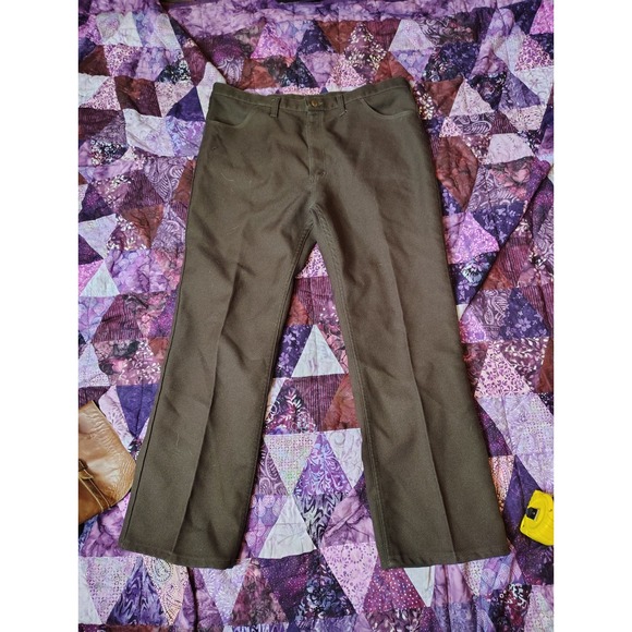 Vintage Wrangler Pants Mens 38x30 Brown Slacks Western USA Made 90s Cowboy - Picture 1 of 9